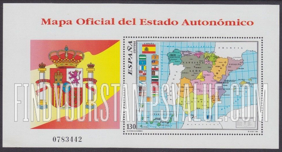 FindYourStampsValue: Official Map of Spain and Its Provinces: Illustration reduced