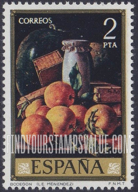 FindYourStampsValue: Luis Eugenio Menendez Paintings: Peaches and jar