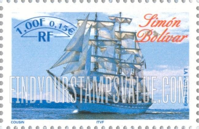 FindYourStampsValue: Gathering of Tall Ships, Rouen, July 9-18: Simón Bolivar