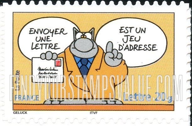 FindYourStampsValue: Cat, Comics by Philippe Geluck