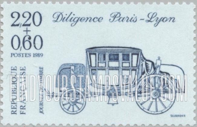 FindYourStampsValue: SEMI-POSTAL - Stamp Day Type of 1986: Paris-Lyon stagecoach