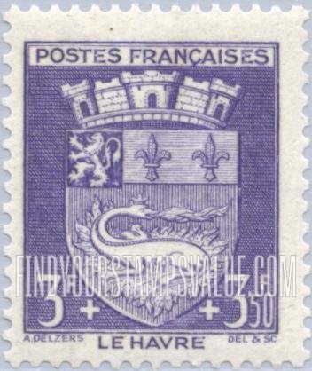 FindYourStampsValue: SEMI-POSTAL - Arms of Various Cities: Le Havre