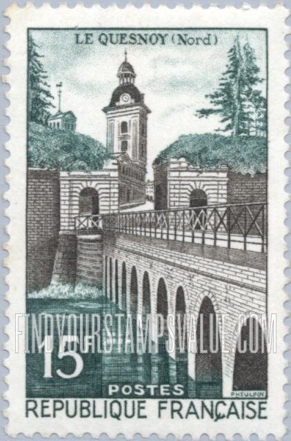 FindYourStampsValue: Le Quesnoy: Scenic Types of 1955, 1957