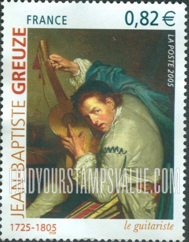 FindYourStampsValue: Art Series: The Guitarist, by Jean-Baptiste Greuze (1725-1805)