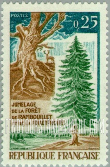FindYourStampsValue: Gnarled Trunk and Fir Tree
