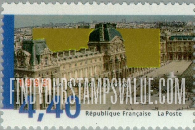 FindYourStampsValue: Louvre Museum, Bicentennial: Louvre, 1993