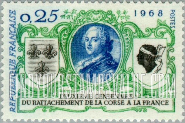 FindYourStampsValue: Louis XV, Arms of France and Corsica