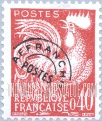 FindYourStampsValue: Gallic Cock: Gallic Cock Type of 1954