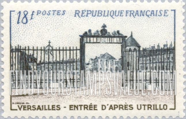 FindYourStampsValue: Versailles Gate, Painted by Utrillo: Versailles Type of 1952