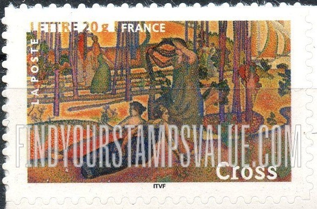 FindYourStampsValue: Impressionist Paintings: Evening Air, by Henri-Edmond Cross