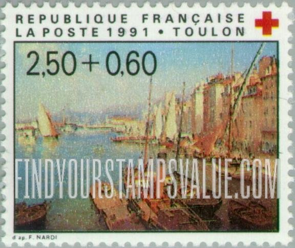 FindYourStampsValue: SEMI-POSTAL - The Harbor of Toulon by Francois Nardi