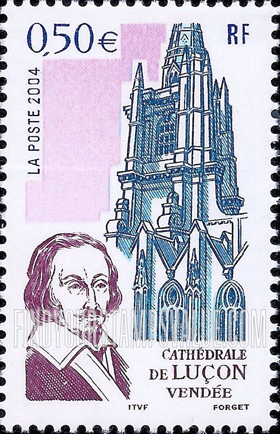 FindYourStampsValue: Tourism Issue: Notre Dame de l’Assomption Cathedral, Luçon