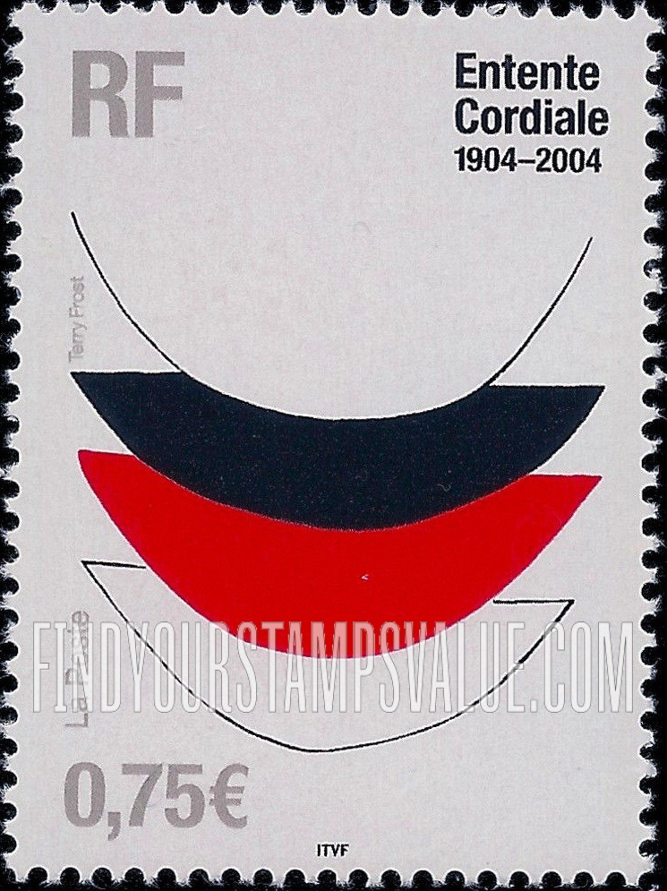 FindYourStampsValue: Entente Cordiale, Centennial: Lace 1 (trial proof) 1968, by Sir Terry Frost
