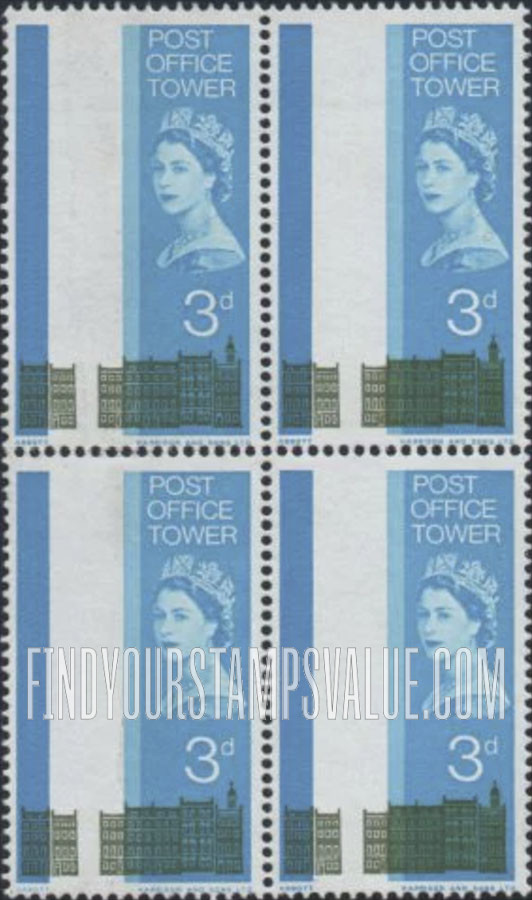 FindYourStampsValue: Great Britain (United Kingdom): Post Office Tower and Georgian Buildings - Tower Omitted Error