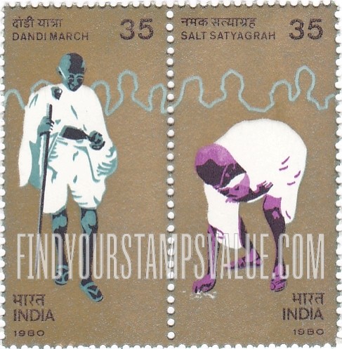 FindYourStampsValue: Republic of India: Gandhi, Dandi March and Salt Satyagrah - भारत गणराज्य: गांधी, दांडी मार्च और नमक सत्याग्रह