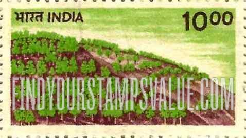 FindYourStampsValue: Republic of India: Trees on hillside - भारत गणराज्य: पहाड़ी पर जंगल