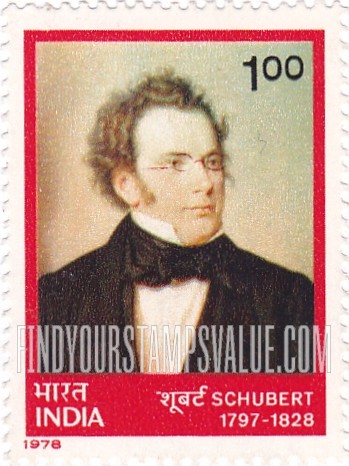 FindYourStampsValue: Republic of India: Franz Schubert - भारत गणराज्य: फ़्रांज़ शूबर्ट