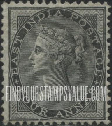 FindYourStampsValue: East India Company: Queen Victoria, Diadem includes Maltese Crosses - ईस्ट इंडिया कंपनी: महारानी विक्टोरिया, माल्टीज़ क्रॉस वाला मुकुट