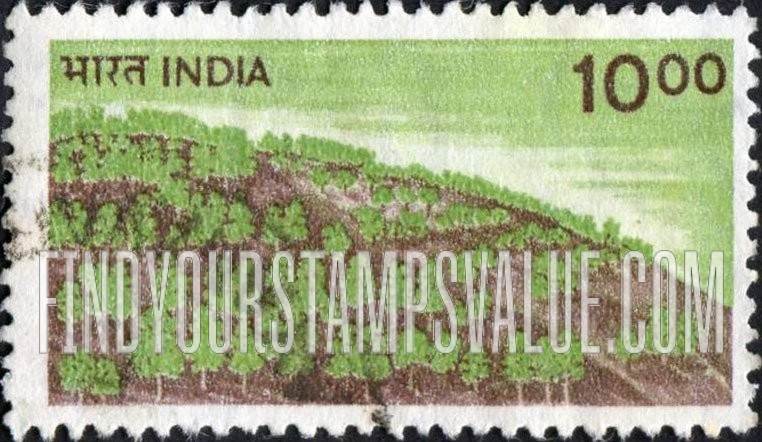 FindYourStampsValue: Republic of India: Trees on hillside - भारत गणराज्य: पहाड़ी पर जंगल