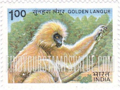 FindYourStampsValue: Republic of India: Golden langur - भारत गणराज्य: सुनहरा लंगूर