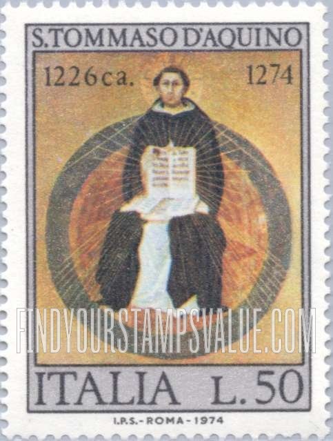 FindYourStampsValue: St. Thomas Aquinas, by Francesco Traini
