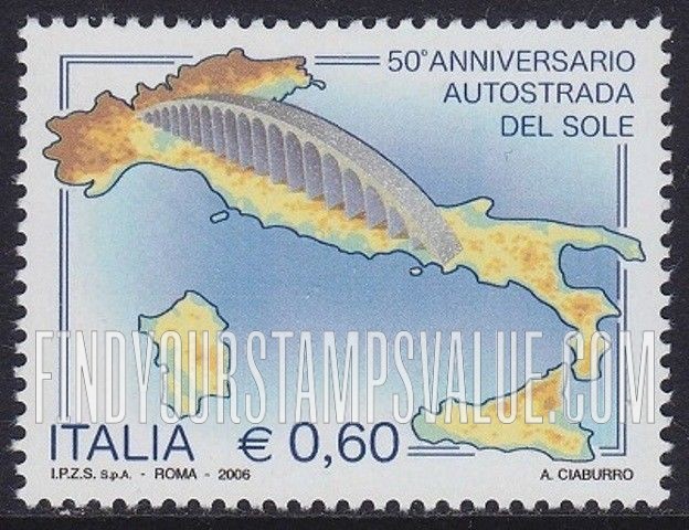 FindYourStampsValue: Autostrada del Sole, 50th Anniversary