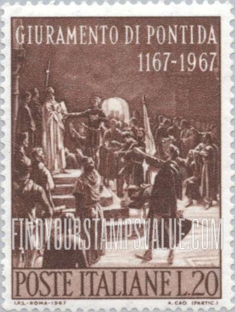 FindYourStampsValue: Oath of Pontida, by Adolfo Cao