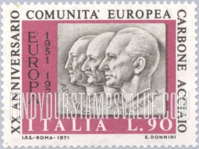 FindYourStampsValue: Adenauer, Schuman, De Gasperi