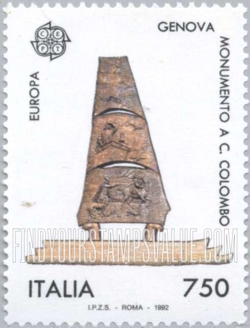 FindYourStampsValue: Discovery of America, 500th Anniversary: Monument to Columbus, Genoa