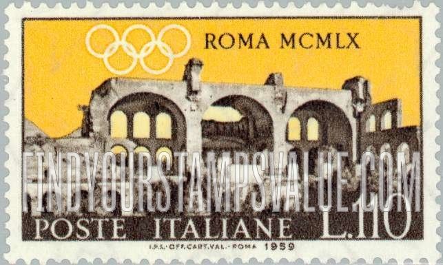 FindYourStampsValue: Ruins of Basilica of Massentius: Designs in Dark Sepia