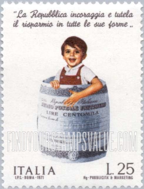 FindYourStampsValue: Child in Barrel Made of Banknote
