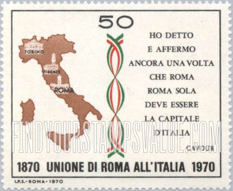 FindYourStampsValue: Map of Italy and Quotation of Count Camillo Cavour