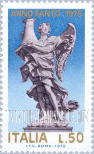 FindYourStampsValue: Holy Year 1975: Angel holding column