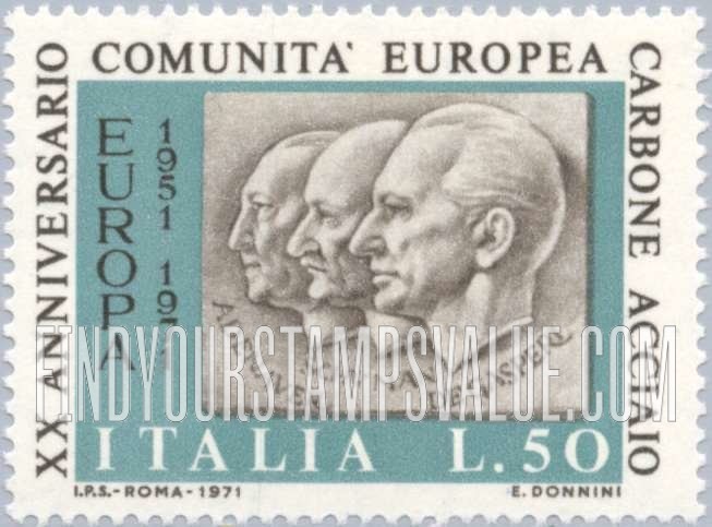 FindYourStampsValue: Adenauer, Schuman, De Gasperi