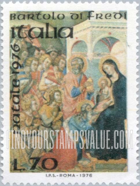 FindYourStampsValue: Christmas: Adoration of the Kings, by Bartolo di Fredi