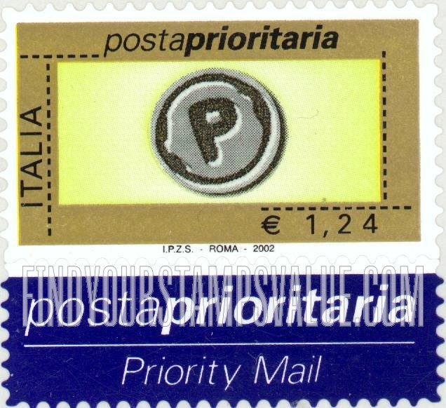 FindYourStampsValue: Priority Mail Type of 2001 with Euro Denominations Only