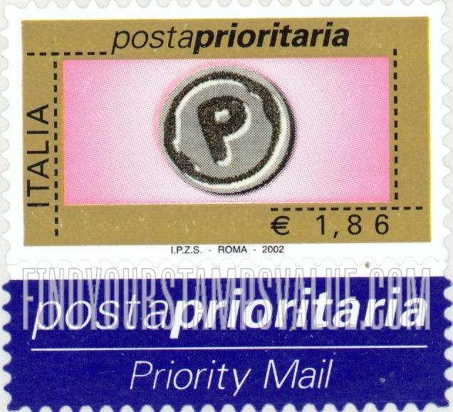 FindYourStampsValue: Priority Mail Type of 2001 with Euro Denominations Only