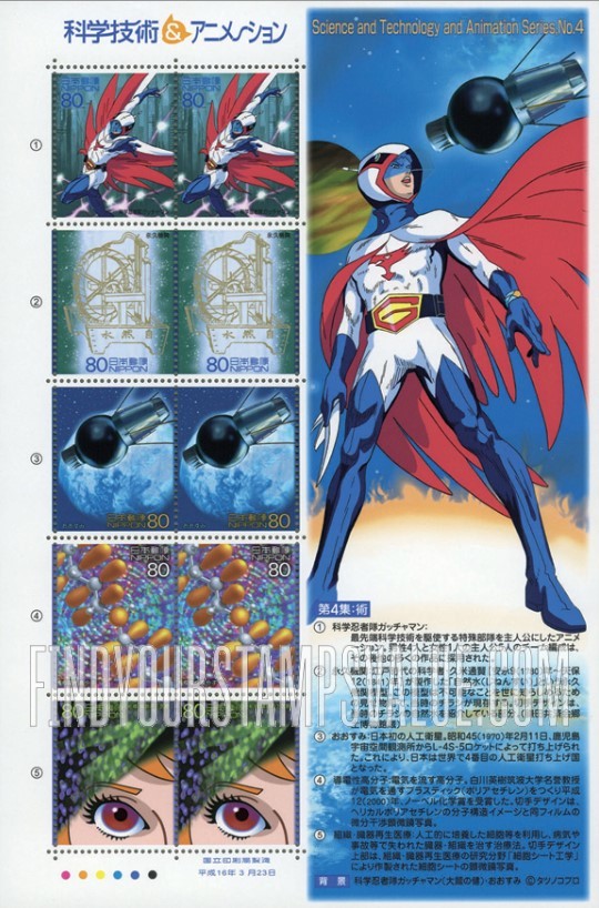 FindYourStampsValue: Science, Technology and Animation - 科学技術とアニメ・ヒーロー・ヒロインシリーズ第４集
