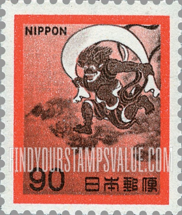 FindYourStampsValue: Wind God, Fujin, by Sotatsu - 風神、宗達
