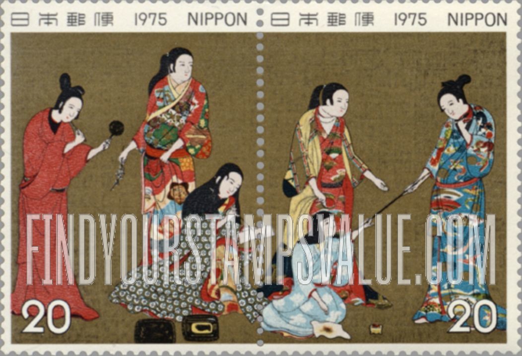 FindYourStampsValue: Matsuura Screen (detail), 16th Century - 松浦屏風、16世紀