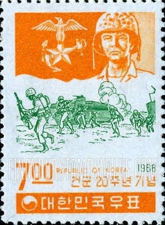 FindYourStampsValue: Marine, Insigne and Landing Group - 해병, 휘장과 상륙군