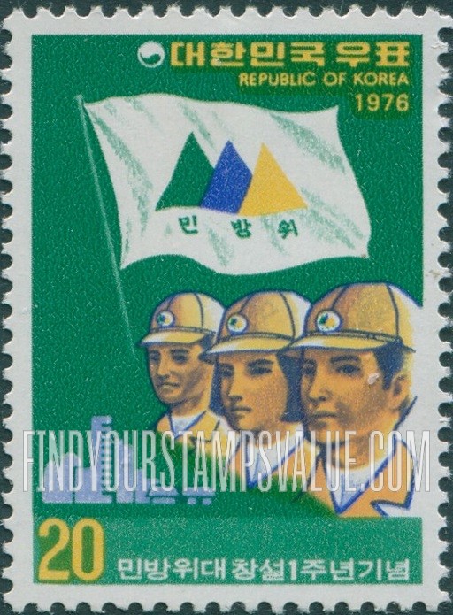 FindYourStampsValue: Civil Defense Corps, Flag and Members - 민방위대, 깃발과 구성원