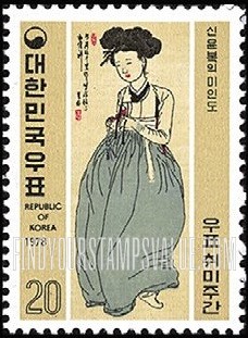 FindYourStampsValue: Portrait of a Lady by Shin Yoon-bok - 신윤복의 미인도