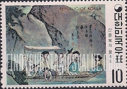 FindYourStampsValue: Boat Ride, by Shin Yun-bok - 뱃놀이 (신윤복)