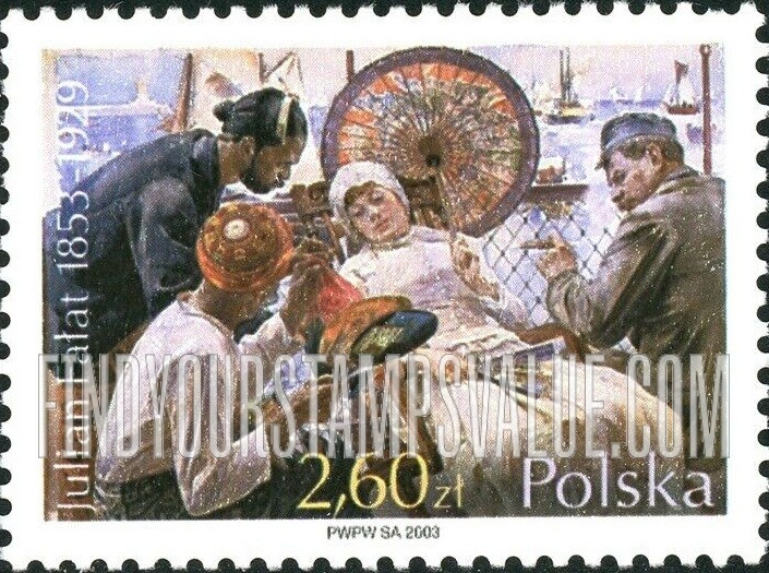 FindYourStampsValue: Paintings of Julian Falat (1853-1929): On the Ship - Merchants at Ceylon