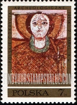 FindYourStampsValue: Frescoes from Faras Cathedral, Nubia, 8th-12th centuries: Archangel Michael (diff. frescoes)