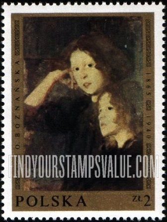 FindYourStampsValue: Polish Paintings: Two Girls, by Olga Boznanska, vertical