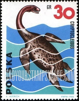FindYourStampsValue: Dinosaurs: Cryptocleidus, vertical