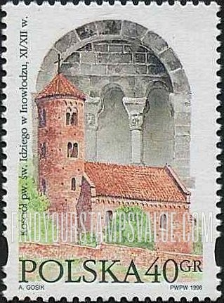 FindYourStampsValue: Architecture: Romanesque style church, Inowlodz, 11-12th centennial