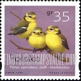 FindYourStampsValue: Songbird Chicks: Parus caeruleus